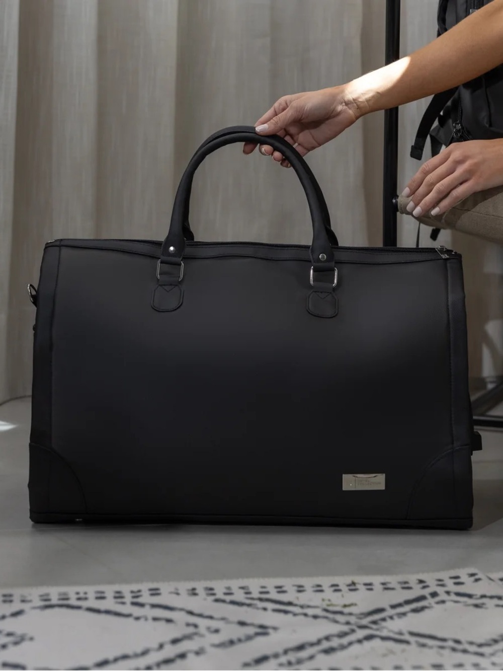 NWT Hotel Collection Black Convertible Garment Duffle Weekender Travel Bag